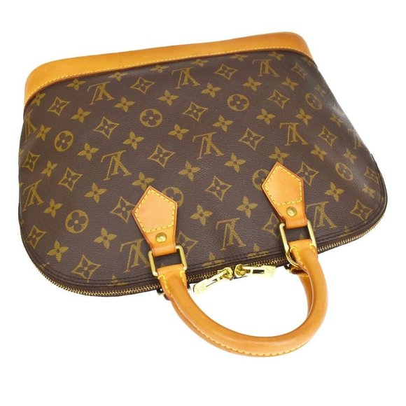 LOUIS VUITTON LV Logo Alma Hand Bag Monogram Leather Brown France - Picture 6 of 14